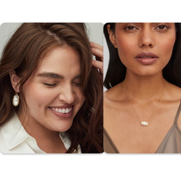 ❌SOLD❌ Lot of 2x [Kendra Scott] Mother of Pearl/Elisa Necklace & Dani Earrings - Picture 2 of 12